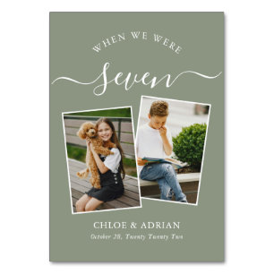 Door de jaren heen Koppel Foto Wedding Modern Tabl Kaart