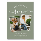 Door de jaren heen Koppel Foto Wedding Modern Tabl Kaart (Achterkant)