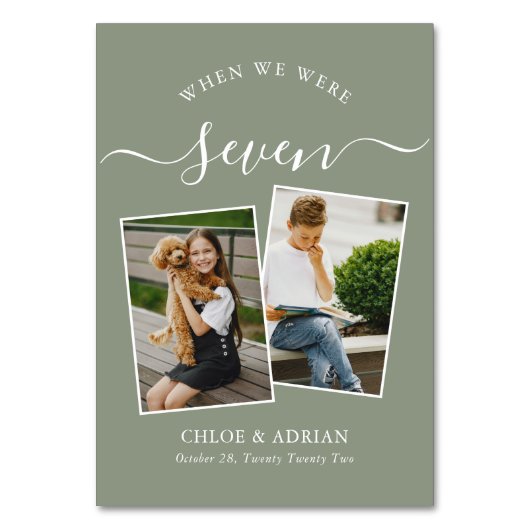 Door de jaren heen Koppel Foto Wedding Modern Tabl Kaart (Voorkant)