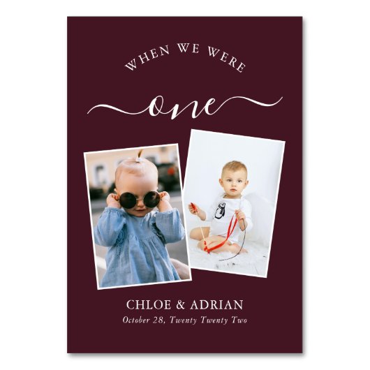 Door de jaren heen Koppel Foto Wedding Modern Tabl Kaart (Voorkant)