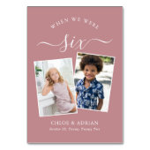 Door de jaren heen Koppel Foto Wedding Modern Tabl Kaart (Achterkant)