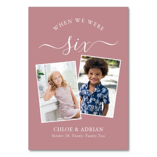 Door de jaren heen Koppel Foto Wedding Modern Tabl Kaart (Voorkant)