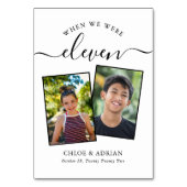 Door de jaren heen Koppel Foto Wedding Modern Tabl Kaart (Achterkant)