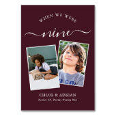 Door de jaren heen Koppel Foto Wedding Modern Tabl Kaart (Achterkant)