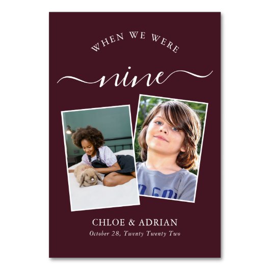 Door de jaren heen Koppel Foto Wedding Modern Tabl Kaart (Voorkant)