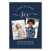 Door de jaren heen Koppel Foto Wedding Modern Tabl Kaart (Achterkant)