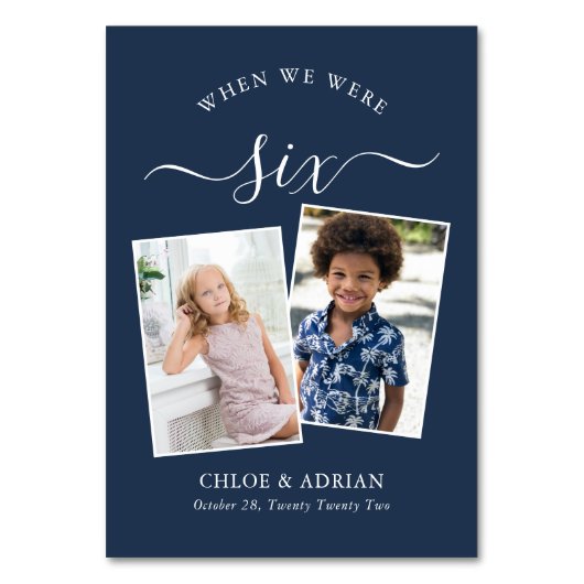 Door de jaren heen Koppel Foto Wedding Modern Tabl Kaart (Voorkant)