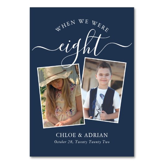 Door de jaren heen Koppel Foto Wedding Modern Tabl Kaart (Voorkant)