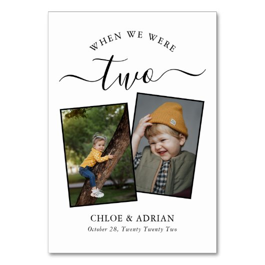 Door de jaren heen Koppel Foto Wedding Modern Tabl Kaart (Achterkant)