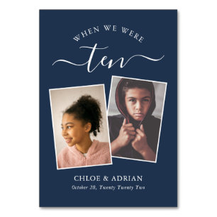 Door de jaren heen Koppel Foto Wedding Modern Tabl Kaart