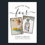 Door de jaren heen Koppel Foto Wedding Modern Tabl Kaart<br><div class="desc">Let op en heb wat plezier met je trouwreceptietabelnummers - Deze elegante eenvoudige tabelnummers geven je de mogelijkheid om een foto van de bruid en bruidegom op dezelfde leeftijd op te nemen als het tabelnummer, de bruid- en groomnaam/s en de datum van hun bruiloft. De achtergrondkleur is klassiek wit met...</div>