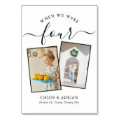 Door de jaren heen Koppel Foto Wedding Modern Tabl Kaart (Achterkant)