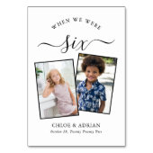 Door de jaren heen Koppel Foto Wedding Modern Tabl Kaart (Achterkant)