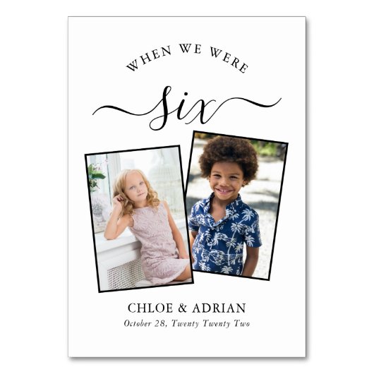 Door de jaren heen Koppel Foto Wedding Modern Tabl Kaart (Voorkant)