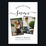 Door de jaren heen koppelen Paar Foto Wedding Mode Kaart<br><div class="desc">Let op en heb wat plezier met je trouwreceptietabelnummers - Deze elegante eenvoudige tabelnummers geven je de mogelijkheid om een foto van de bruid en bruidegom op dezelfde leeftijd op te nemen als het tabelnummer, de bruid- en groomnaam/s en de datum van hun bruiloft. De achtergrondkleur is klassiek wit met...</div>