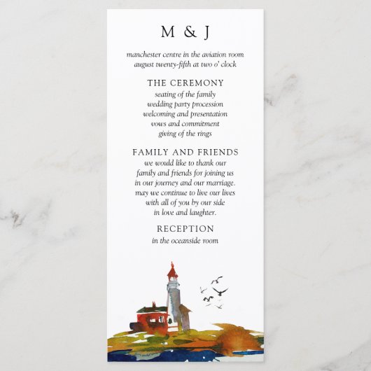 Door de Kaart van het Zee Wedding Programme (Voorkant)