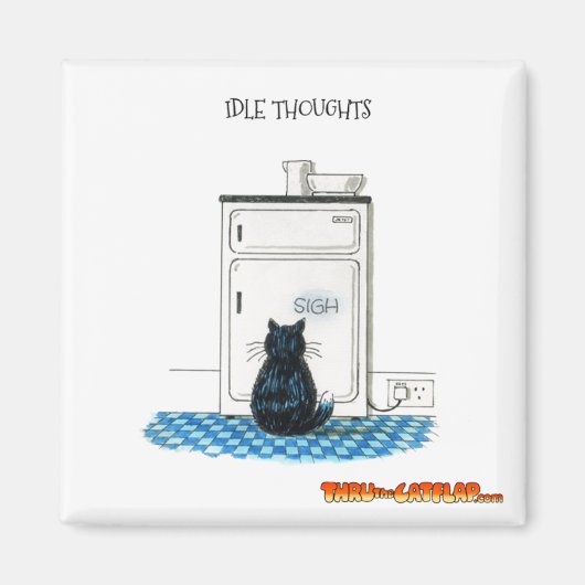 Door de kattenklepmagneet - "Idle Thoughts" Magneet (Voorkant)
