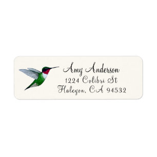 Door de keel omgeven Hummingbird Return-adreslabel Etiket