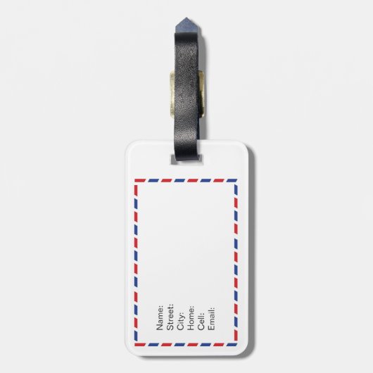 Door de lucht bagagelabel (Achterkant verticaal)