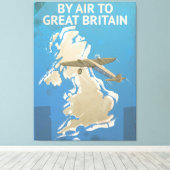 Door de lucht naar Groot-Brittannië reizen poster Canvas Afdruk (Insitu (Houten vloer))