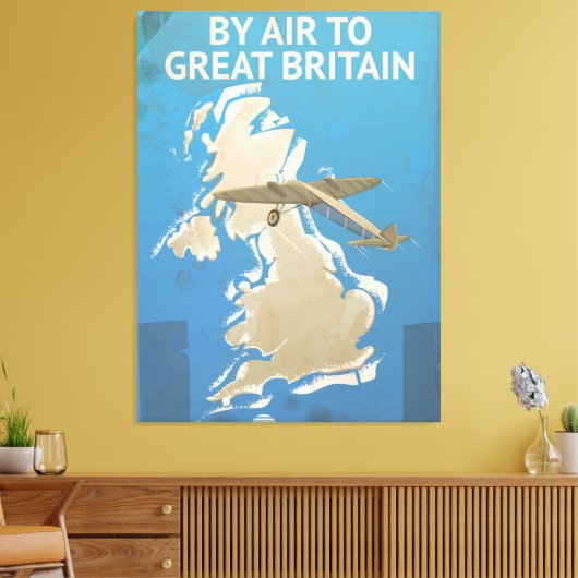Door de lucht naar Groot-Brittannië reizen poster Canvas Afdruk (Insitu (Woonkamer))