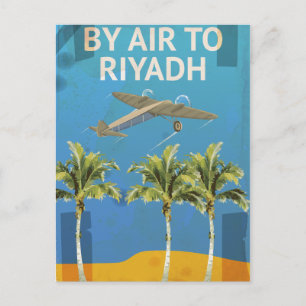 Door de lucht naar het poster van de Vintage-reis  Briefkaart