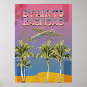 Door de lucht naar het poster van Vintage-reizen i