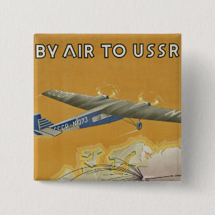 Door de lucht naar USSR Vierkante Button 5,1 Cm