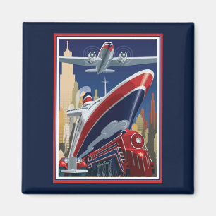 Door de lucht, over land of Zee Magneet