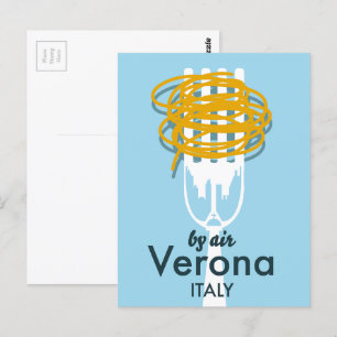 Door de lucht Verona Italië retro reisposter. Briefkaart
