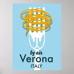 Door de lucht Verona Italië retro-reisposter. Poster