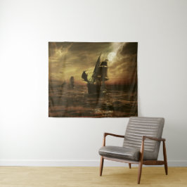 Door de Maan Verlichte Zeevaart Maritieme Kunst Wandkleed