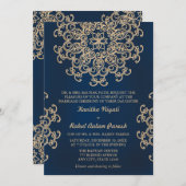 Door de marine geïnspireerde gouden bruiloft kaart (Voorkant / Achterkant)