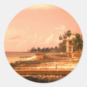 Door de oceaan (Perziktoon) Ronde Sticker