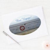 Door de Railing Bon Voyage Ovale Sticker (Envelop)