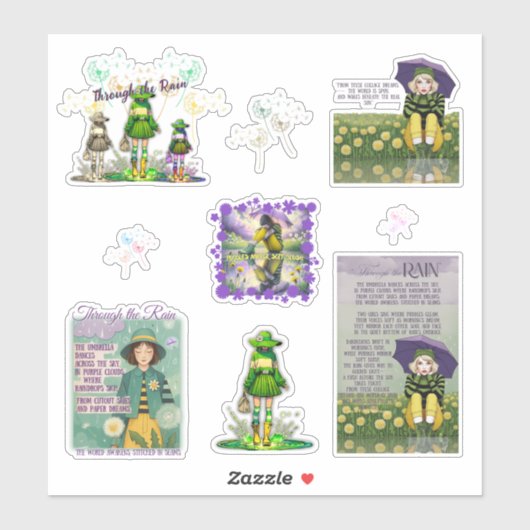 Door de regen Stickers (Vel)
