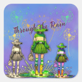 Door de regen vierkante sticker (Voorkant)