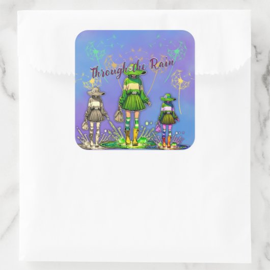 Door de regen vierkante sticker (Tas)