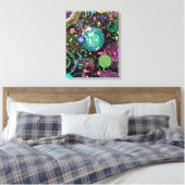 Door de Ruimte Vliegen: Een Maximalistische Abstra Canvas Afdruk (Insitu (Slaapkamer))