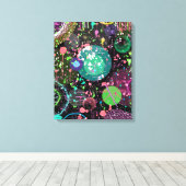 Door de Ruimte Vliegen: Een Maximalistische Abstra Canvas Afdruk (Insitu (Houten vloer))