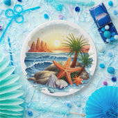 Door de Seashore Papieren Bordje (Feest)