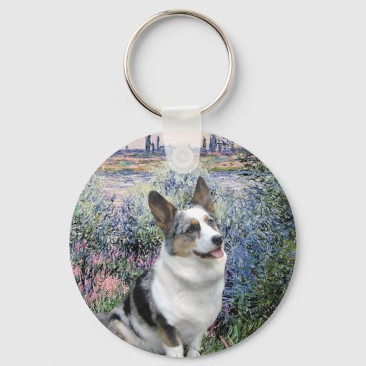 Door de Seine - Merle Welsh Corgi Sleutelhanger (Voorkant)