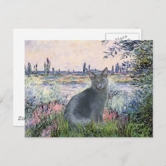 Door de Seine - Russische blauwe kat 2 Briefkaart (Voorkant / Achterkant)