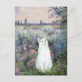 Door de Seine - Witte kat Briefkaart