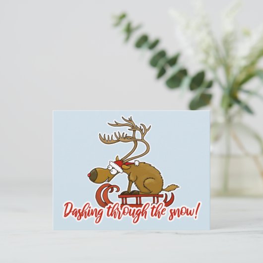 Door de sneeuw heen stuiven Kerstkaart Feestdagenkaart (Staand voorkant)