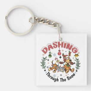 Door de Sneeuw Hollen Grappige Dachshond Hond Kers Sleutelhanger
