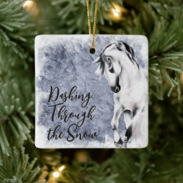 Door de Sneeuw Hollen Mooie Paard Kerstmis Keramisch Ornament