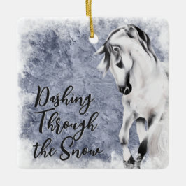 Door de Sneeuw Hollen Mooie Paard Kerstmis Keramisch Ornament