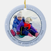 Door de Sneeuw Hollen Winterfoto Keramisch Ornament (Achterkant)