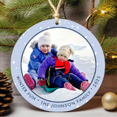 Door de Sneeuw Hollen Winterfoto Keramisch Ornament